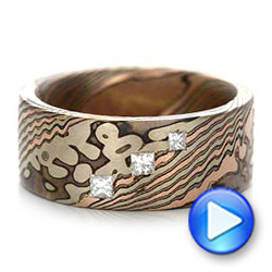 Custom Men's Diamond And Mokume Wedding Band - Video -  101248 - Thumbnail