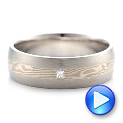  Platinum And 14K Gold Platinum And 14K Gold Custom Men's Mokume Wedding Band - Video -  101259 - Thumbnail