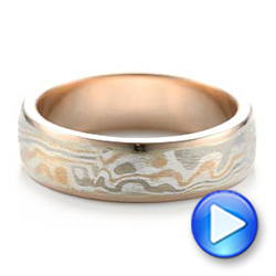 18k Rose Gold And 14K Gold 18k Rose Gold And 14K Gold Custom Men's Mokume Wedding Band - Video -  101261 - Thumbnail