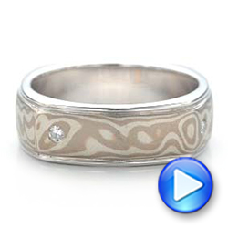 14k White Gold And 14K Gold Custom Men's Mokume Wedding Band - Video -  101265 - Thumbnail