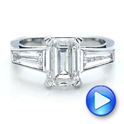 18k White Gold 18k White Gold Custom Emerald Cut And Baguette Diamond Engagement Ring - Video -  101284 - Thumbnail