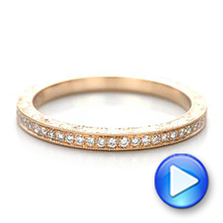14k Rose Gold Custom Hand Engraved Diamond Wedding Band - Video -  101286 - Thumbnail