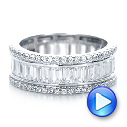14k White Gold Baguette And Round Diamond Eternity Band - Video -  101311 - Thumbnail