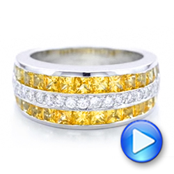 18k White Gold Yellow Sapphire And Diamond Anniversary Band - Video -  101366 - Thumbnail