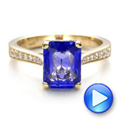 18k Yellow Gold 18k Yellow Gold Custom Blue Sapphire Engagement Ring - Video -  101388 - Thumbnail