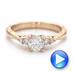 18k Rose Gold 18k Rose Gold Hand Engraved Diamond Engagement Ring - Video -  101401 - Thumbnail