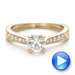 14k Yellow Gold And Platinum 14k Yellow Gold And Platinum Custom Hand Engraved Diamond Engagement Ring - Video -  101422 - Thumbnail