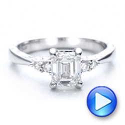 18k White Gold 18k White Gold Custom Diamond And Emerald Engagement Ring - Video -  101438 - Thumbnail