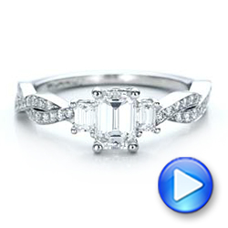 14k White Gold 14k White Gold Custom Emerald Cut Diamond Engagement Ring - Video -  101440 - Thumbnail
