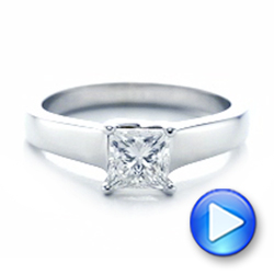 18k White Gold 18k White Gold Custom Princess Cut Solitaire Engagement Ring - Video -  101450 - Thumbnail