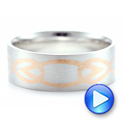  Platinum And 18k Rose Gold Platinum And 18k Rose Gold Custom Men's Two-tone Inlayed Band - Video -  101474 - Thumbnail