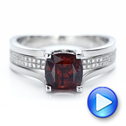  Platinum Platinum Custom Red Zircon And Diamond Engagement Ring - Video -  101475 - Thumbnail