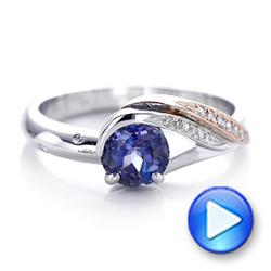 14k White Gold And 14K Gold Custom Two-tone Alexandrite And Diamond Engagement Ring - Video -  101566 - Thumbnail