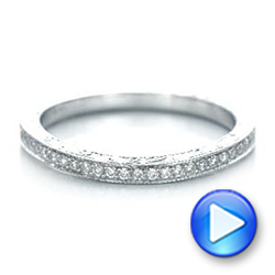 18k White Gold 18k White Gold Custom Diamond And Hand Engraved Wedding Band - Video -  101617 - Thumbnail