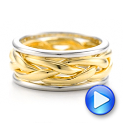 18k Yellow Gold And Platinum Two-tone Braided Men's Band - Video -  101635 - Thumbnail