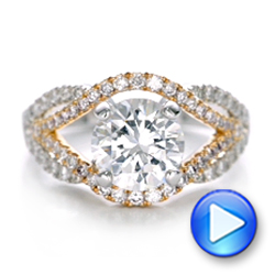  18K Gold Custom Two-tone Wrapped Shank Diamond Engagement Ring - Video -  101666 - Thumbnail