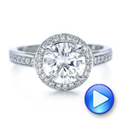 18k White Gold 18k White Gold Custom Diamond Halo Engagement Ring - Video -  101726 - Thumbnail