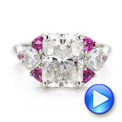 18k White Gold 18k White Gold Custom Diamond And Pink Sapphire Engagement Ring - Video -  101748 - Thumbnail