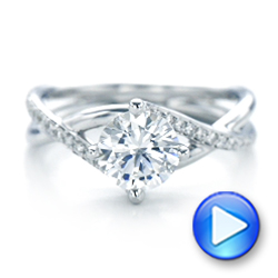 18k White Gold Custom Split Shank Diamond Engagement Ring - Video -  101751 - Thumbnail