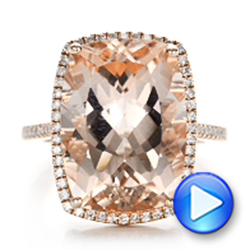 18k Rose Gold 18k Rose Gold Morganite And Diamond Halo Fashion Ring - Video -  101779 - Thumbnail