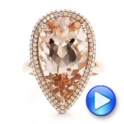 18k Rose Gold 18k Rose Gold Morganite And Double Diamond Halo Fashion Ring - Video -  101780 - Thumbnail