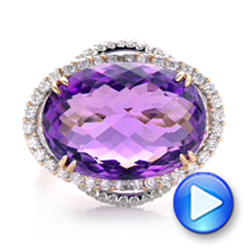 Two-tone Amethyst And Diamond Halo Fashion Ring - Vanna K - Video -  101855 - Thumbnail