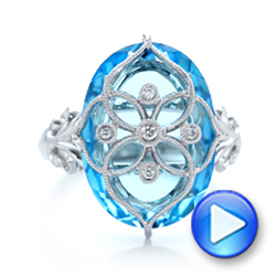 14k White Gold 14k White Gold Vintage Filigree Blue Topaz Fashion Ring - Vanna K - Video -  101858 - Thumbnail