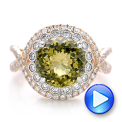 14k Rose Gold 14k Rose Gold Diamond And Olive Quartz Fashion Ring - Video -  101869 - Thumbnail