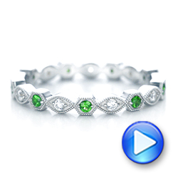 14k White Gold 14k White Gold Tsavorite And Diamond Stackable Eternity Band - Video -  101892 - Thumbnail