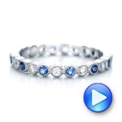  Platinum Platinum Diamond And Blue Sapphire Stackable Eternity Band - Video -  101894 - Thumbnail