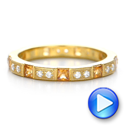 18k Yellow Gold Diamond And Yellow Sapphire Stackable Eternity Band - Video -  101896 - Thumbnail