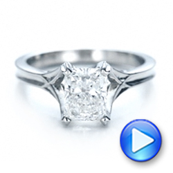 18k White Gold 18k White Gold Custom Solitaire Diamond Engagement Ring - Video -  101899 - Thumbnail