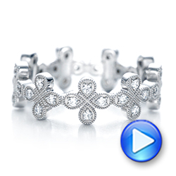 18k White Gold Floral Diamond Stackable Eternity Band - Video -  101909 - Thumbnail