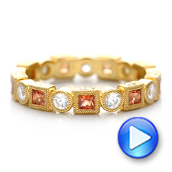 14k Yellow Gold 14k Yellow Gold Diamond And Orange Sapphire Stackable Eternity Band - Video -  101910 - Thumbnail