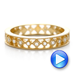 18k Yellow Gold Bezel Set Diamond Stackable Eternity Band - Video -  101917 - Thumbnail