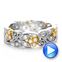 18k White Gold And 14K Gold 18k White Gold And 14K Gold Two-tone Organic Diamond Stackable Eternity Band - Video -  101920 - Thumbnail