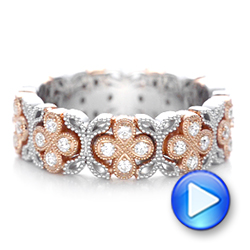 18k Rose Gold And 18K Gold Two-tone Cross Diamond Stackable Eternity Band - Video -  101921 - Thumbnail
