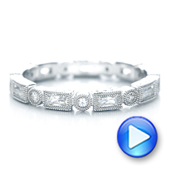 18k White Gold Round And Baguette Diamond Stackable Eternity Band - Video -  101945 - Thumbnail