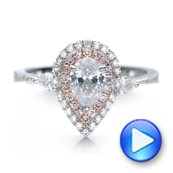  18K Gold And 18k Rose Gold Double Halo White And Fancy Pink Diamond Engagement Ring - Video -  101951 - Thumbnail