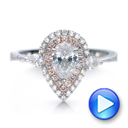  14K Gold And 18k Rose Gold 14K Gold And 18k Rose Gold Double Halo White And Fancy Pink Diamond Engagement Ring - Video -  101951 - Thumbnail