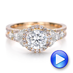 Pink And White Diamond Halo Engagement Ring - Video -  101953 - Thumbnail