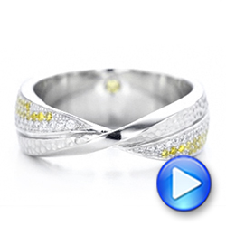 18k White Gold 18k White Gold Custom Yellow And White Diamond Wedding Band - Video -  101979 - Thumbnail