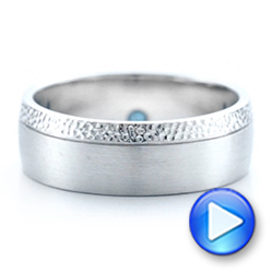 18k White Gold 18k White Gold Custom Brushed And Hammered Men's Wedding Band - Video -  101983 - Thumbnail