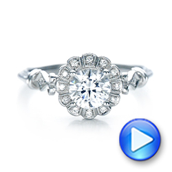 18k White Gold Diamond Halo Engagement Ring - Video -  101984 - Thumbnail