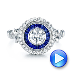 Double Halo Sapphire And Diamond Engagement Ring - Video -  101986 - Thumbnail