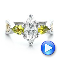 14k White Gold And 14K Gold 14k White Gold And 14K Gold Custom Two-tone Marquise Diamond And Peridot Engagement Ring - Video -  101990 - Thumbnail