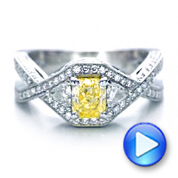  Platinum Custom Yellow And White Diamond Engagement Ring - Video -  101999 - Thumbnail