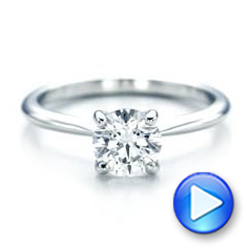 18k White Gold 18k White Gold Custom Solitaire Engagement Ring With Tapered Shank - Video -  102005 - Thumbnail