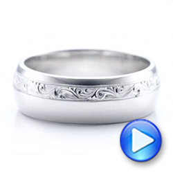 14k White Gold 14k White Gold Custom Engraved Men's Band - Video -  102006 - Thumbnail