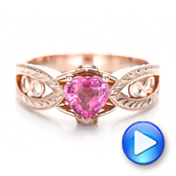 14k Rose Gold Custom Pink Sapphire And Diamond Ring - Video -  102007 - Thumbnail